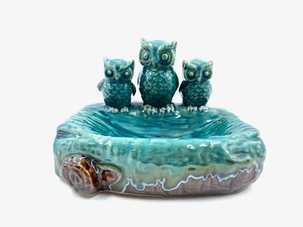 Vintage MCM Ceramic Trio Of Owls Dish/ashtray