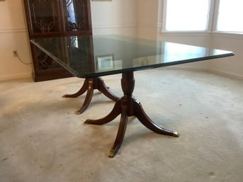 Gorgeous  High End Thick Beveled Glass Double Pedestal Dining Table
