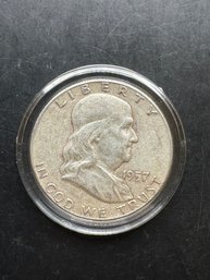 1957 Benjamin Franklin Silver Half Dollar