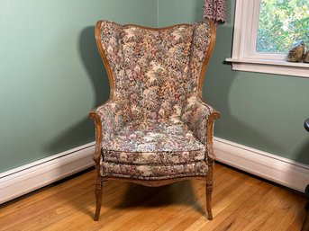 A Vintage Wingchair With Tapestry Upholstery