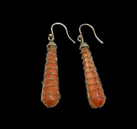 Vintage Sterling Silver Orange Earrings