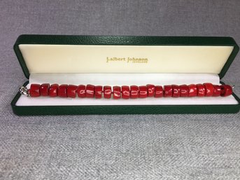 Fabulous Chunky Red Coral Bracelet - Made To Sell In Boutiques In Hamptons / Greenwich For $295 - NICE !