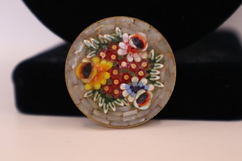 Micro Mosaic Italy Gold Tone Pin