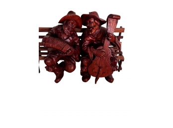 Hand Carved Rosewood Folk Art Figurines - Traveling Musicians