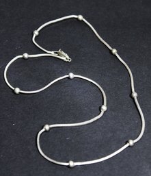 Sterling Silver Chain Necklace Having Round Formed Small Beads 18' Long