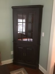 Lighted Hitchcock Corner Cabinet Distressed With Key