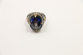 Sterling Silver Blue Stone Mens Ring Size 11