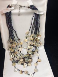 Beautiful Beaded And Button Necklace