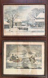 Pair Of Prints: 'The Road - Winter' And 'Home To Thanksgiving'