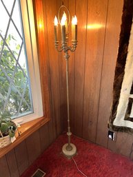 Vintage Alabaster Base Torchiere Style Floor Lamp