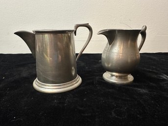 Pair Of Small Pewter Creamer Pitchers