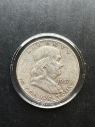 1957-D Benjamin Franklin Silver Half Dollar