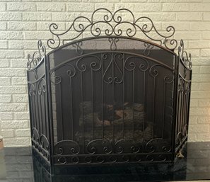 Large Dark Bronze Color Iron Folding Fireplace Screen
