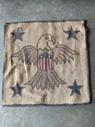 Vintage Folk Art Hooked Rug, An American Eagle   (i) 31' X31'