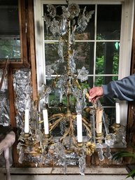 Spectacular $3,800 Large Antique Bronze Chandelier - Amazing Crystal / Glass Flowers - Stars - Bobeches - WOW