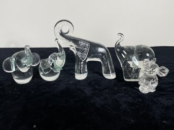 5 Piece Glass Elephant Figurine Collection