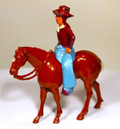 Vintage Two-part Cowboy On Horseback Great Paint