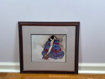 RC Gorman Navajo 'Blue Blanket' Framed Lithograph