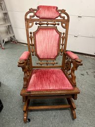 Beautiful Velvet Back And Seat Rocker  Victorian