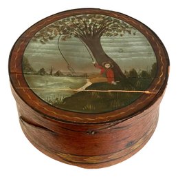 Hand Painted Shaker Round Wooden Box