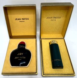 Rare Joy Black Perfume Bottle & Jean Patou Green Leather Bottle Perfume, In Original Boxes