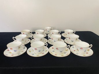 Set Of Fine Bone China Teacups With Saucers