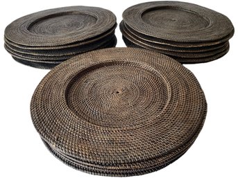 Dark Brown Rattan Plate Chargers - 16 Count