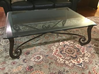 Heavy Iron And Glass Coffee Table