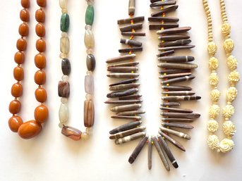 4 Vintage Beaded Necklaces, Some Natural Stones