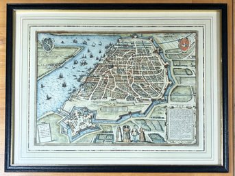 A Map Of Antwerp - Hand Colored Print