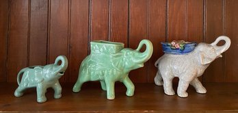 Trio Of Ceramic Elephant Planters