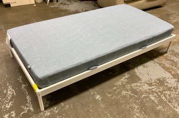 White Metal Twin Platform Bed With New Mattress & Set Of Sheets