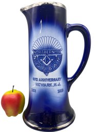 1913, 60th Anniversary Newark N.J Masonic Lodge Porcelain Pitcher .12 1/4' Tall (2)