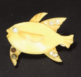 Vintage White Plastic Brooch 1920s Fish