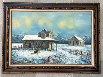 Serene William Newport Painting - The Farmhouse - Carved Wood Frame