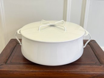 Vintage White Enamel Dansk Pot With Lid