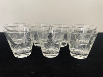 Set Of Vintage Etched Drinking Glasses