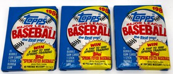 3 Unopened 1989 Topps Major League Baseball Card Packs, 15 Cards In Each