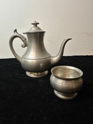 Pewter Tea Pot And Sugar Bowl