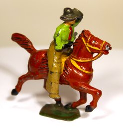 Vintage Two-part Cowboy On Horseback Lead Figure