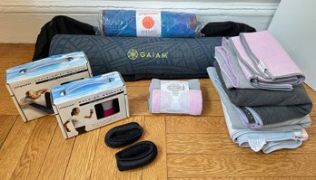 Gaiam Yoga Mat In Bag, Yoga Blankets & Towels, Yogitoes Skidless Mat, Empower Wrist & Ankle Weights, Some New