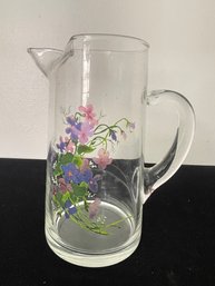 Clear Glass Painted Pitcher