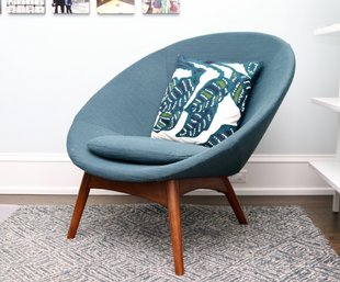 West Elm Luna Chair Blue Teal And West Elm Handcrafted Crewel Pillow