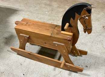 Gorgeous Vintage Wood Rocking Horse With Storage Seat