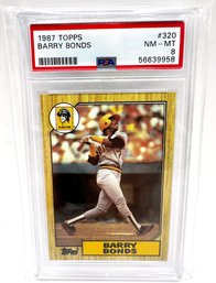 Barry Bonds 1987 PSA 8 Topps Rookie Card #320 Pirates In Protective Casing