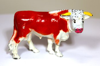 Vintage Painted Lead Figure Happy Village Steer Cow