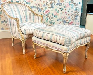 A Vintage Arm Chair And Ottoman By White Fine Furniture