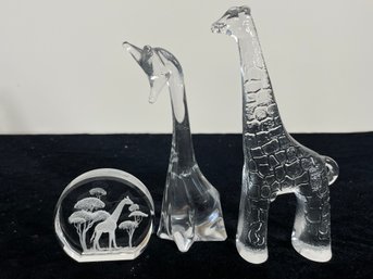 3 Piece Glass Giraffe Figurine Collection