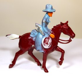 Vintage Cowboy On Horseback Lead Figure Original Paint