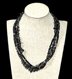 Vintage SILPADA Designer Sterling Silver Hematite Three Strand Necklace